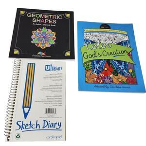 Inspirational Coloring Book Bundle Sketch Pad Design Geometric God's Creation